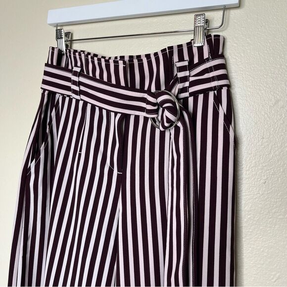 7th Avenue Design Studio Brown White Stripe Paper Bag Waist Wide Leg Pant Wmn 6 - Picture 4 of 14